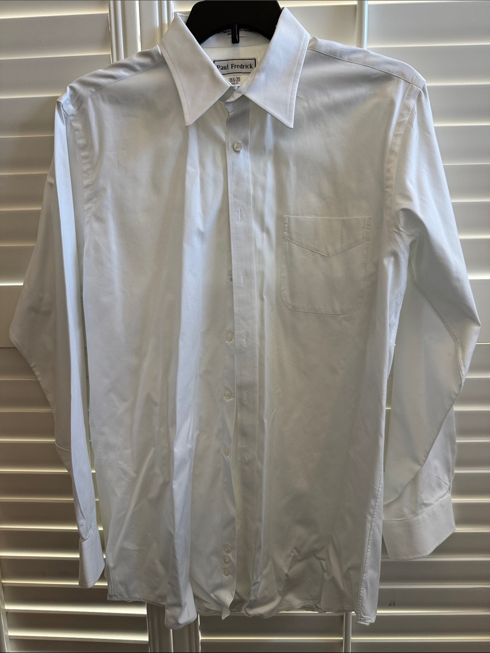 Paul Fredrick White Men's Long Sleeve Dress Shirt - Classic Point Collar